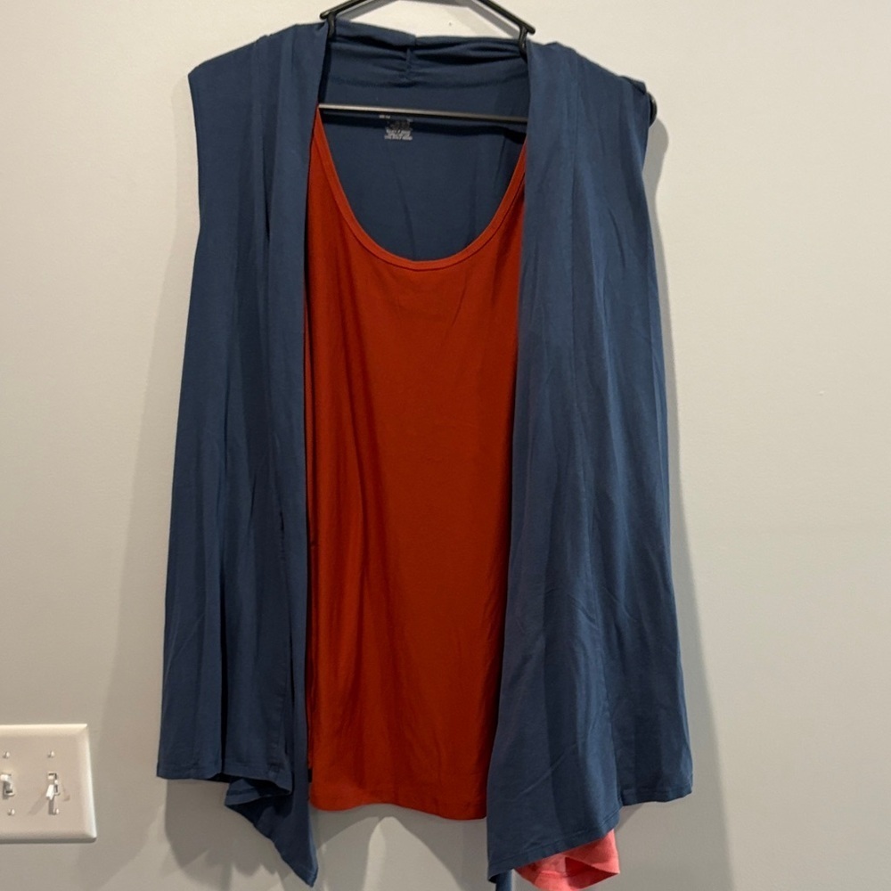 3 pieces. 2 tanks and 1 over tankMaurices Blue and Red Tank Top